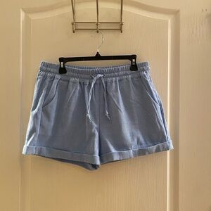 Baby Blue Corduroy-Like Shorts